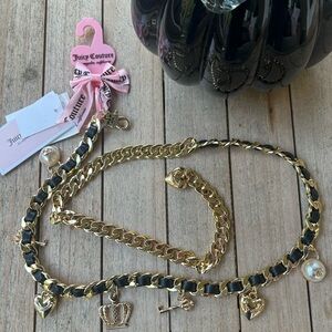 Juicy couture multi charm black and gold belt in s/m